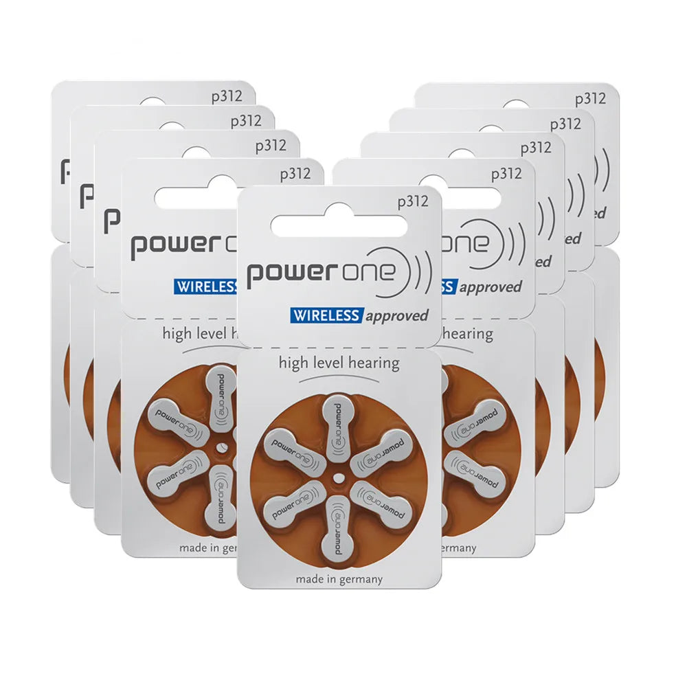 60 PCS Powerone Zinc Air Hearing Aid Batteries for ITC CIC 312 312A A312 PR41 Hearing Aid Battery