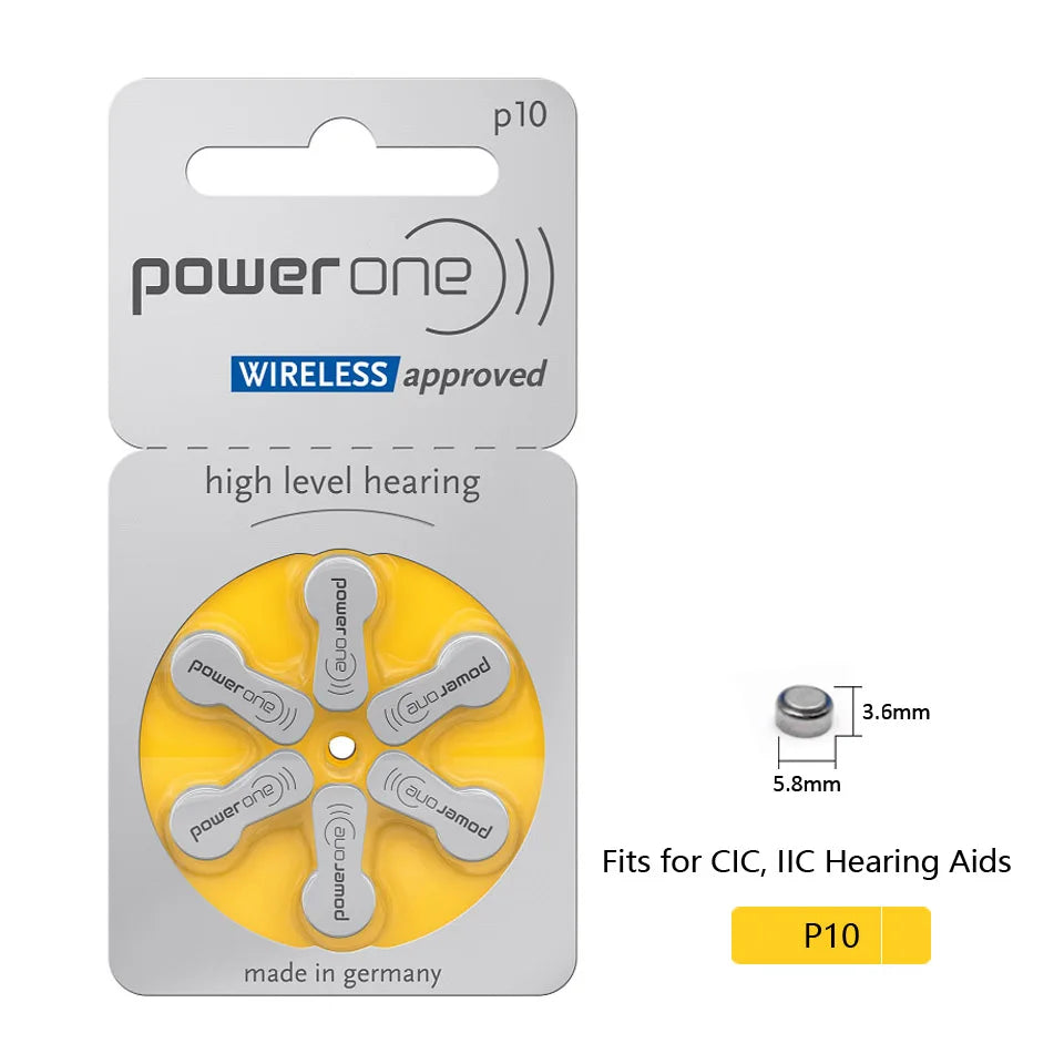 60 PCS Powerone Zinc Air Hearing Aid Batteries for ITC CIC 10 P10 10A Hearing Aid Battery