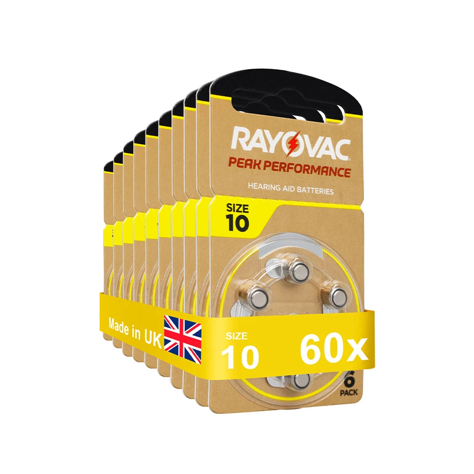 60pcs/Box Rayovac PEAK A10 Zinc Air Battery 10A 10 PR70 A10 Hearing Aid Batteries