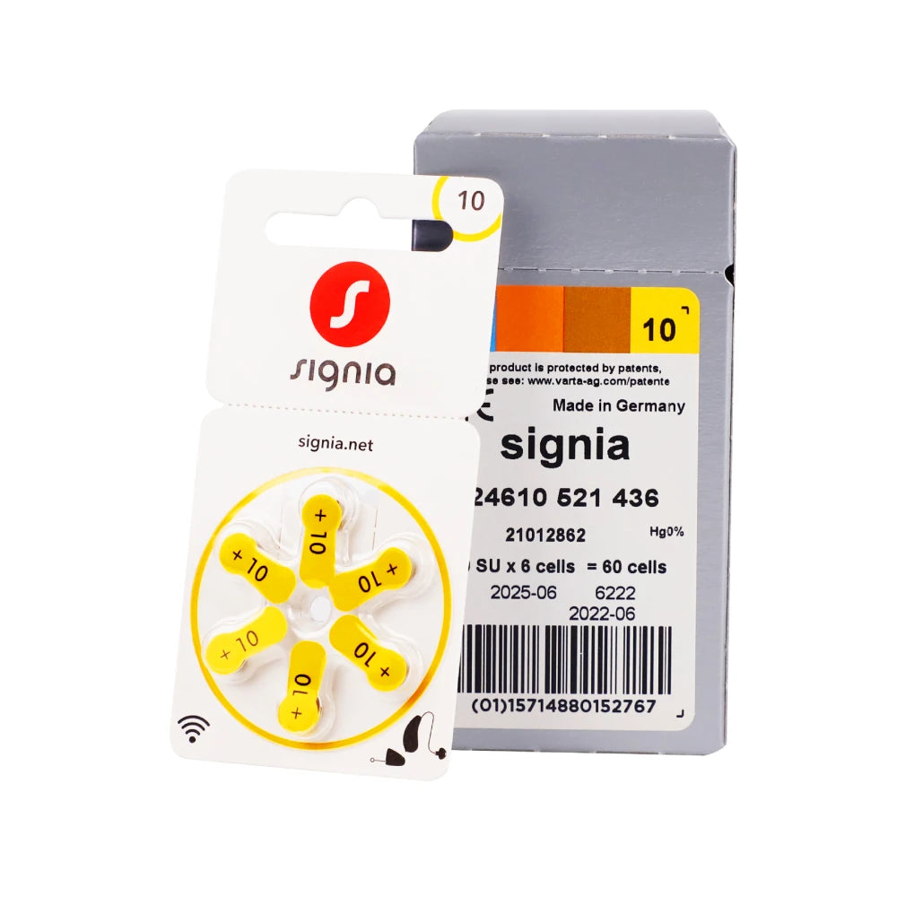 60pcs/Box Signia Zinc Air Battery A10 10A 10 PR70 A10 Hearing Aid Batteries