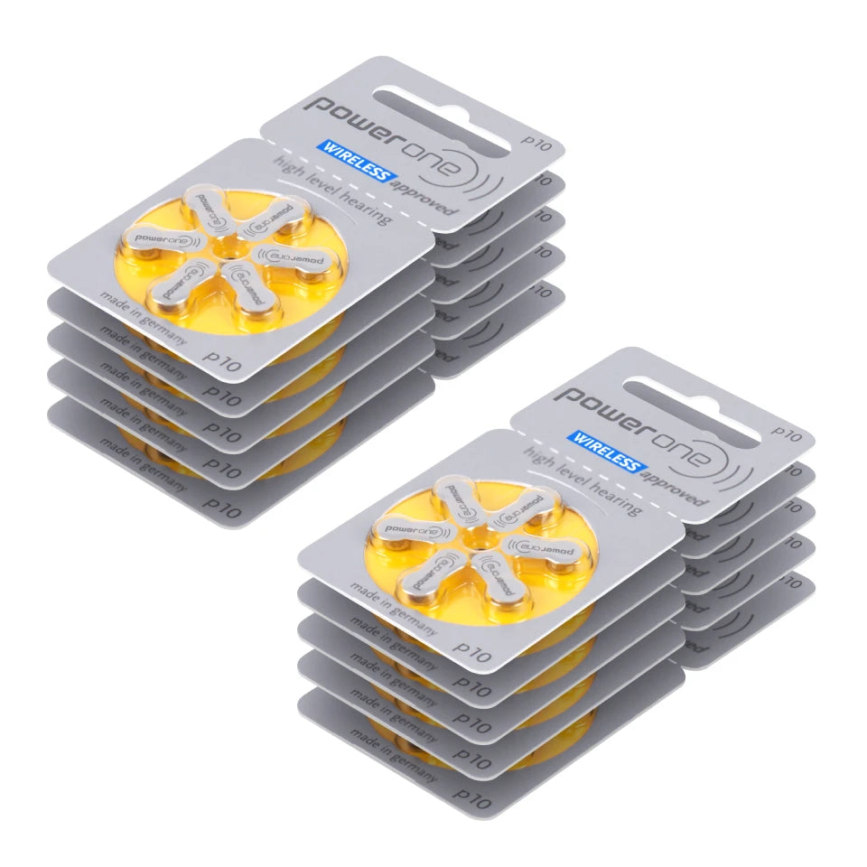 60pcs/Box Powerone Zinc Air Hearing Aid Batteries 10 P10 10A Hearing Aid Battery