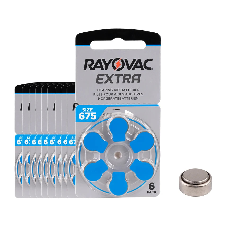 60 PCS Rayovac Extra Zinc Air Hearing Aid Batteries 675A 675 A675 PR44